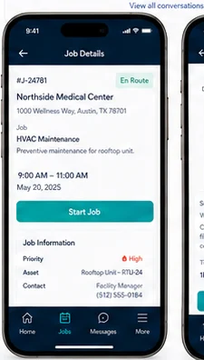 Wellnara: field service dispatch and job management. — mobile app screen 1