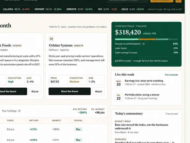 Nexora: Investment platform. — web app screen 2