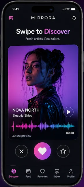 Mirrora: Media platform. — mobile app screen 1