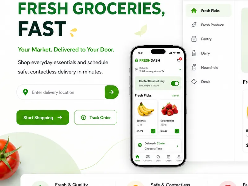 Freshdash: E-commerce platform. — web app screen 1
