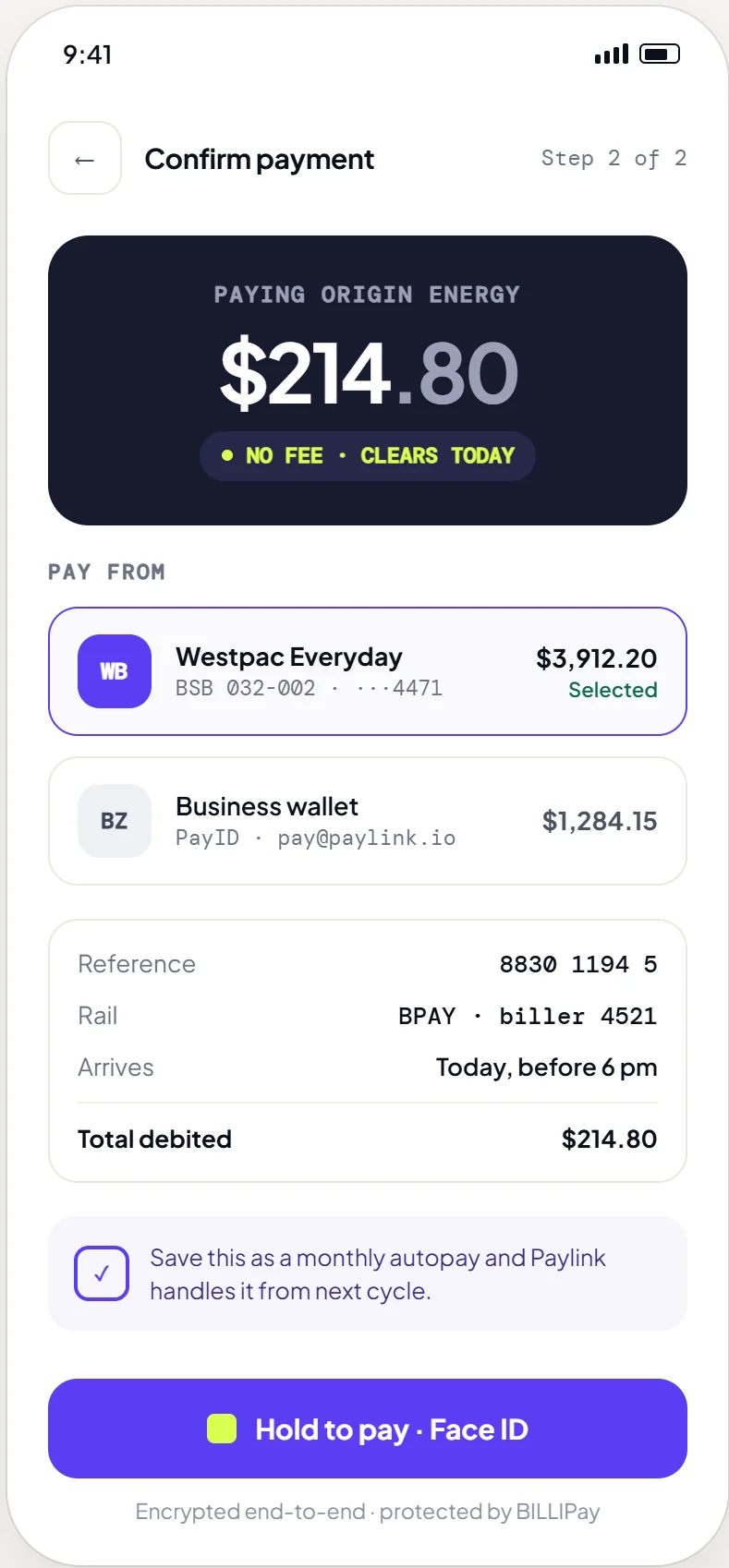 Paylink: connected commerce for Australian SMBs. — mobile app screen 2