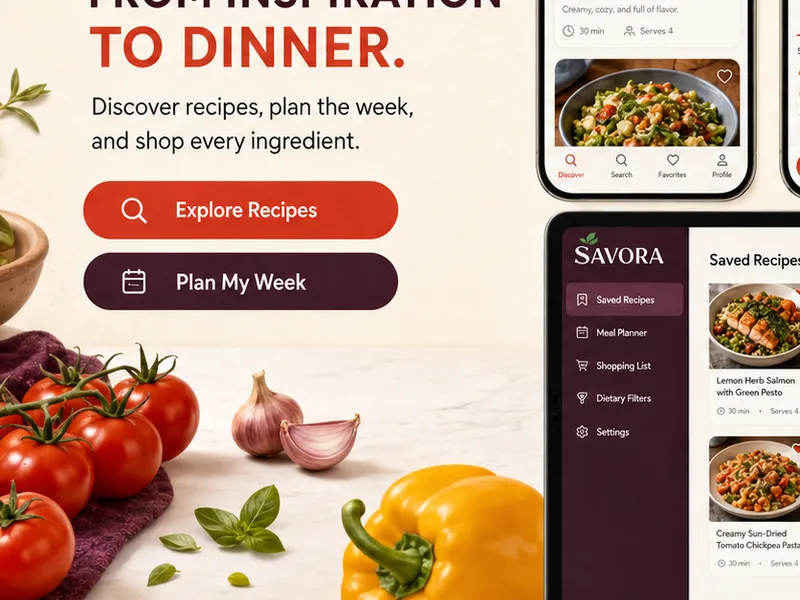Recipa: Custom application. — web app screen 1