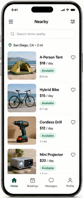 Rentpeer: Custom application. — mobile app screen 1