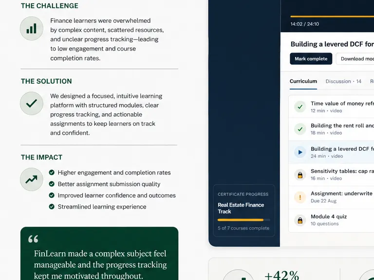 Finlearn: finance & operations academy. — web app screen 1