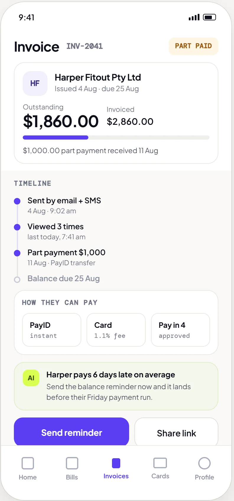 Paylink: connected commerce for Australian SMBs. — mobile app screen 3