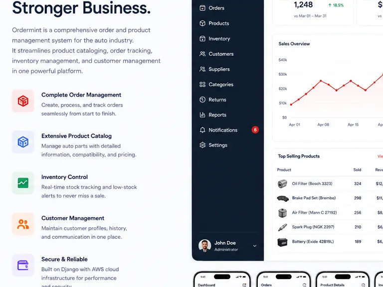 Ordermint: E-commerce platform. — web app screen 1