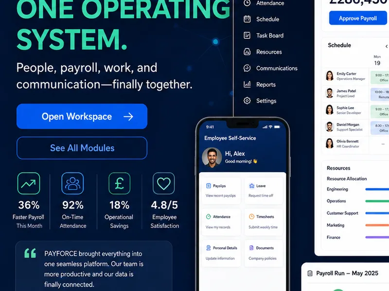 Payforce: one office system instead of five task-specific ones. — web app screen 1