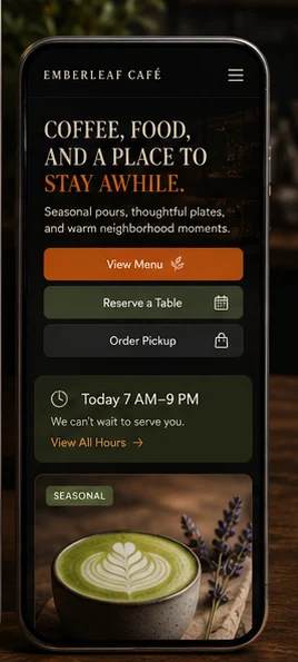 Emberleaf Café: Custom application. — mobile app screen 1