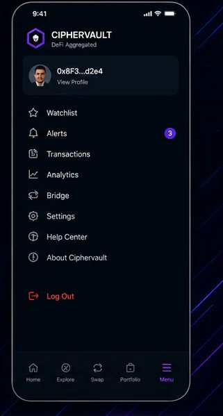 Ciphervault: Web3 platform. — mobile app screen 3