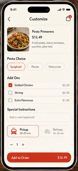 Eaterly: Custom application. — mobile app screen 2