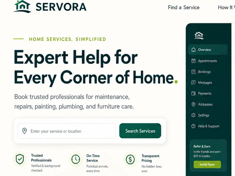Servora: Custom application. — web app screen 1