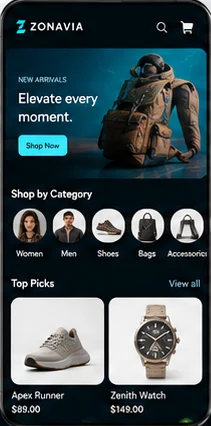 Zonely: Custom application. — mobile app screen 1