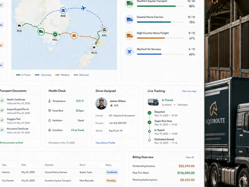 Equiroute: booking transport for horses. — web app screen 2