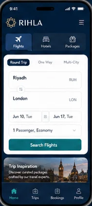 Rihla: Travel platform. — mobile app screen 1